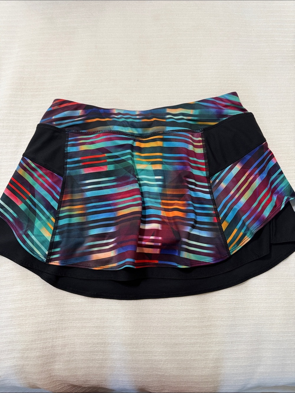 Athleta Golf Tennis Multicoloured Striped Skirt with Black Accents